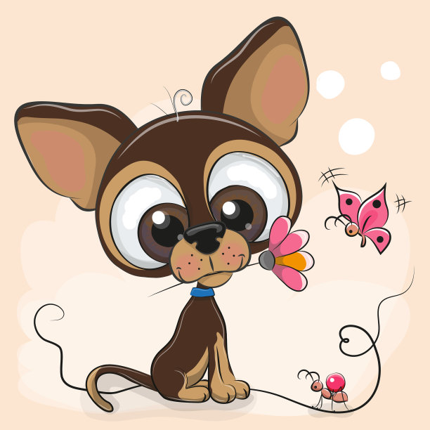 带花的贺卡小狗图片下载