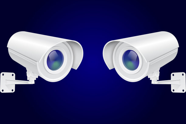 安全摄像头设置了白色闭路电视监控图片下载