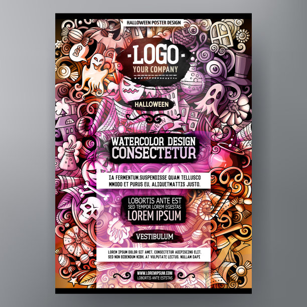 卡通彩色手绘涂鸦万圣节图片下载