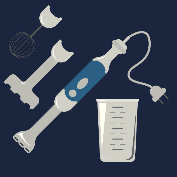 设置一个搅拌机，一个玻璃杯和切刀图片下载