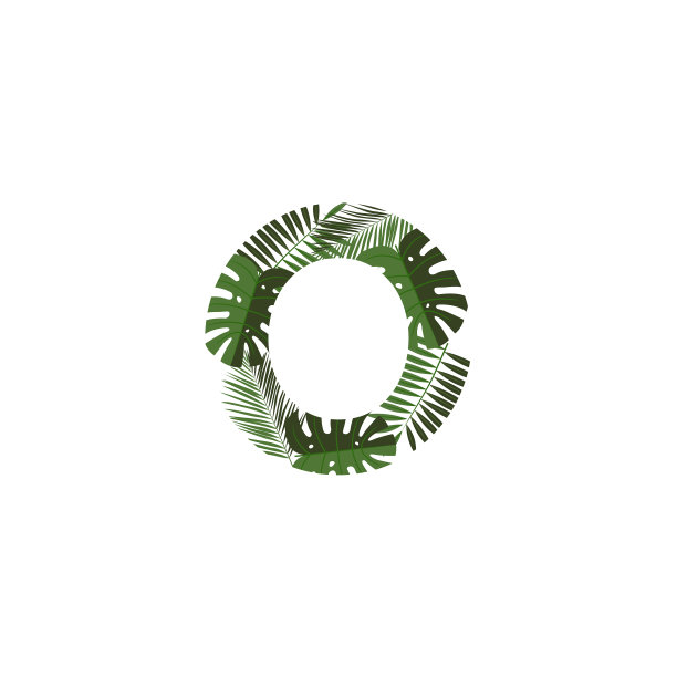 标志字母o热带树叶图片下载