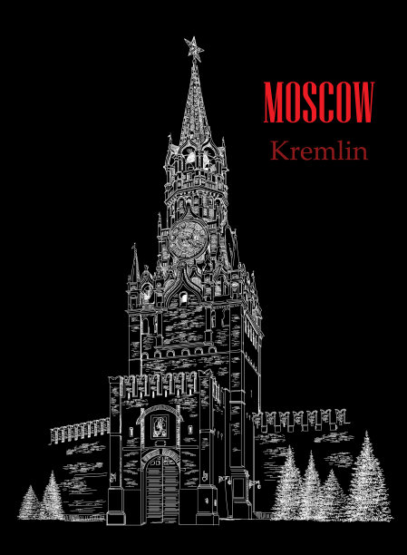 克里姆林宫单色手Spasskaya塔图片下载