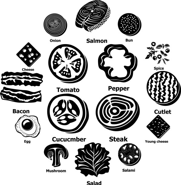 切片食品图标设置简单风格图片下载