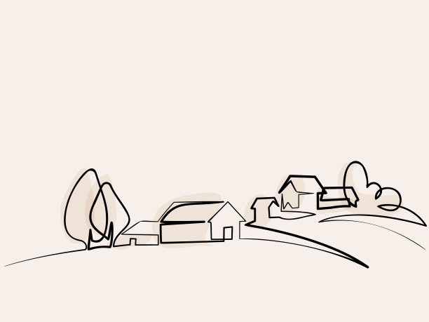 景观与村庄在山上图片下载