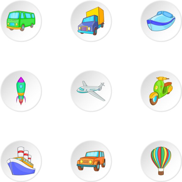 马车服务图标设置卡通风格图片下载