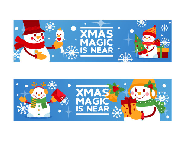 雪人圣诞快乐新年祝福图片下载