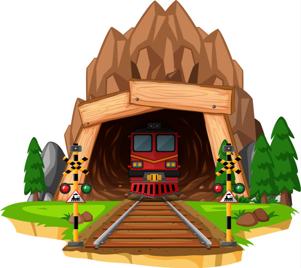火车在轨道上通过隧道行驶图片下载