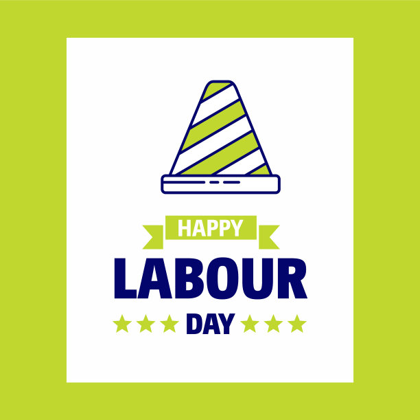 以绿色和蓝色为主题的劳动节快乐设计图片下载