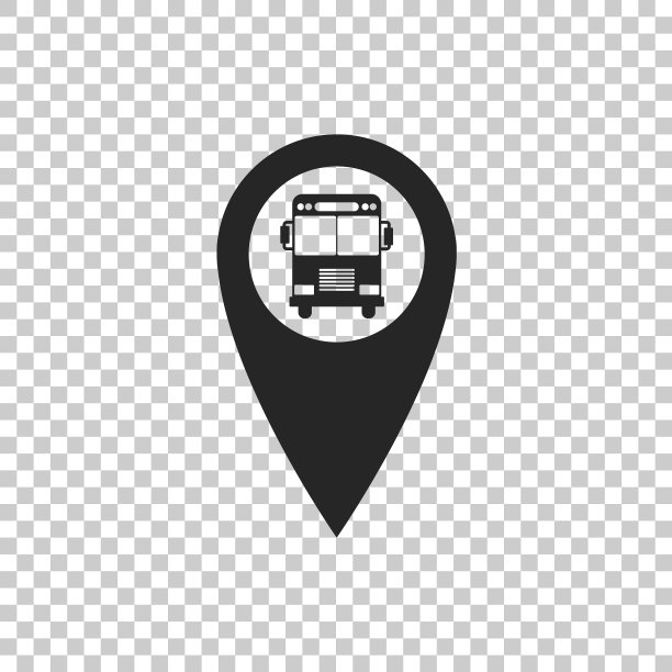 带有公交车图标的地图指针图片下载