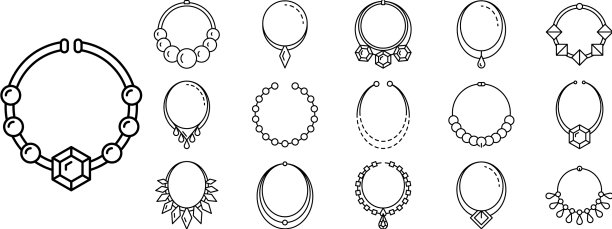 项链珠宝图标设置轮廓风格图片下载