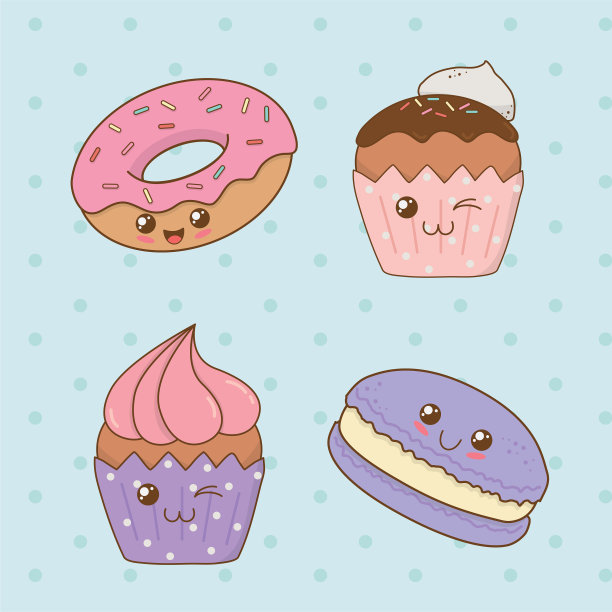 一套面包房食物卡哇伊的人物图片下载