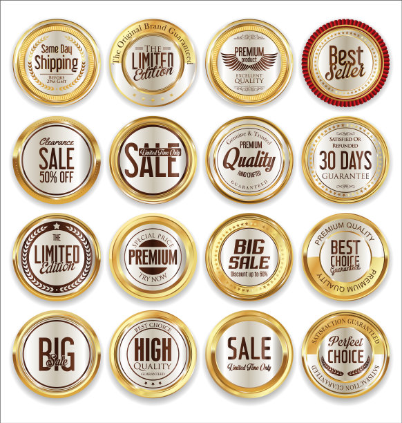 销售复古的黄金徽章和标签04图片下载