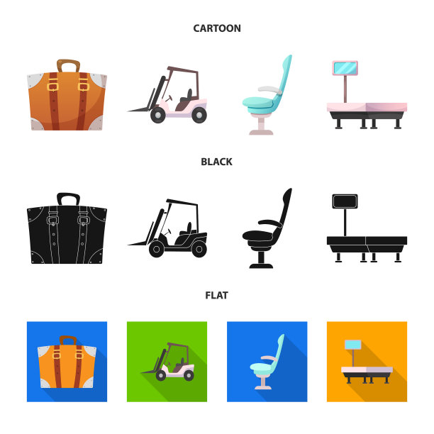 设计机场和飞机的图标集图片下载