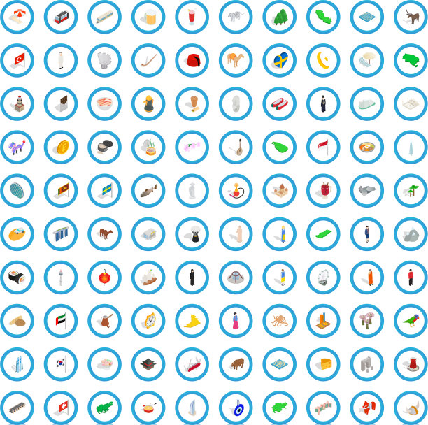 100假日图标设置等距3d风格图片下载