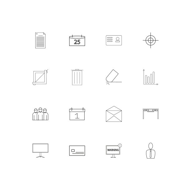 业务和办公室线性瘦图标集图片下载