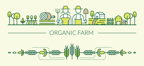 有机农场线图标页眉和页脚图片下载