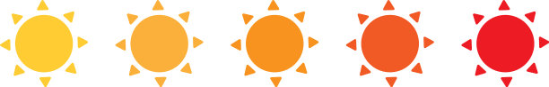 一套太阳图标从黄色到红色平图片下载