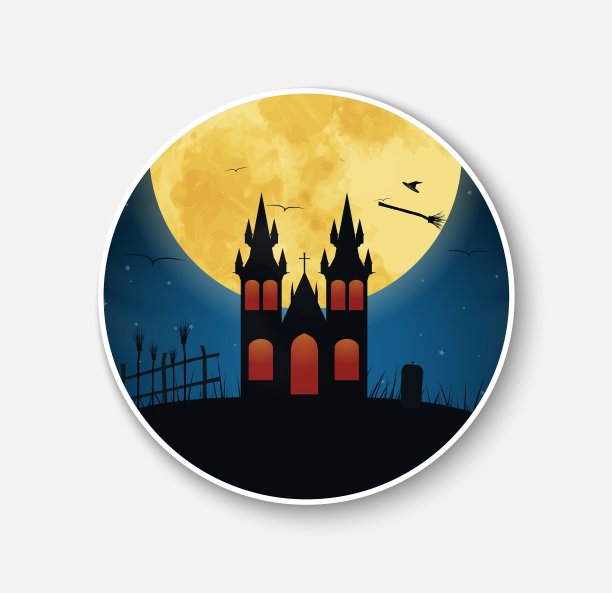 万圣节夜景贴纸图标图片下载