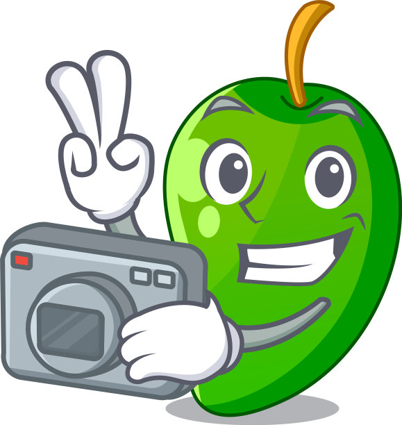 摄影师绿色的芒果在卡通的形状图片下载