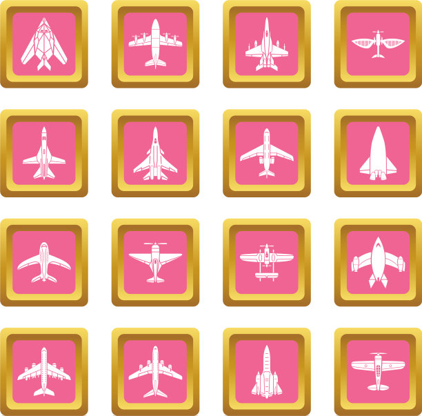 飞机俯视图图标设置粉红色正方形图片下载