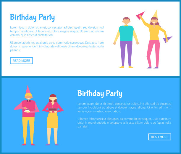 生日聚会的网页海报设置的男人和女人图片下载