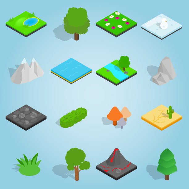 景观设置图标等距3d风格图片下载