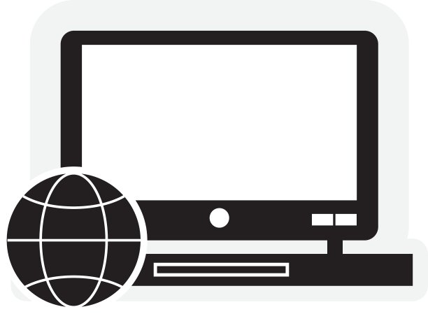 地球地球仪和笔记本电脑图标图片下载