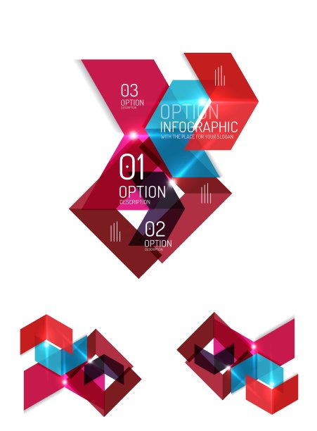 一套抽象的几何纸图形布局图片下载