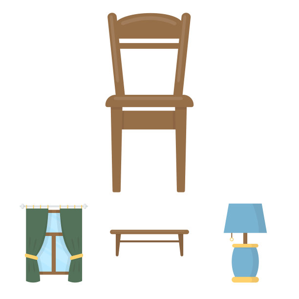 一张咖啡桌、一盏灯、一张椅子图片下载