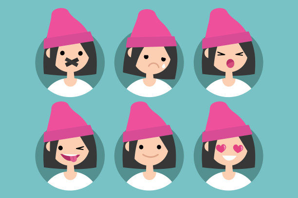 千禧女孩的资料照片套扁平图片下载