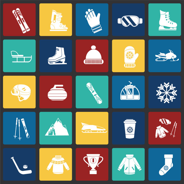 冬季运动和娱乐设置的颜色图片下载