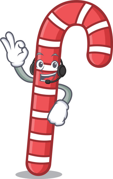 配有耳机糖果拐杖卡通吉祥物图片下载