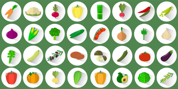 超级图标集各种蔬菜和香草在一个图片下载