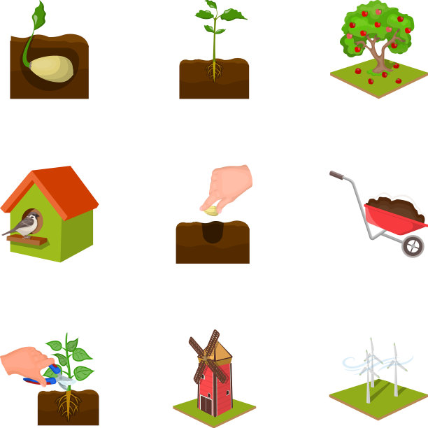 农场花园自然和其他网页图标在卡通图片下载