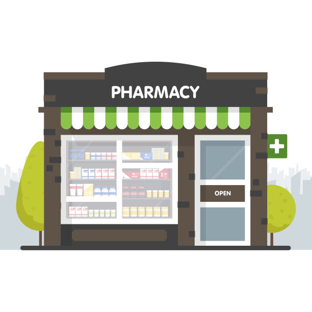 药店门面在城市空间中的销售图片下载