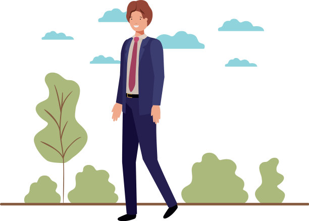 年轻的商人与景观头像的角色图片下载