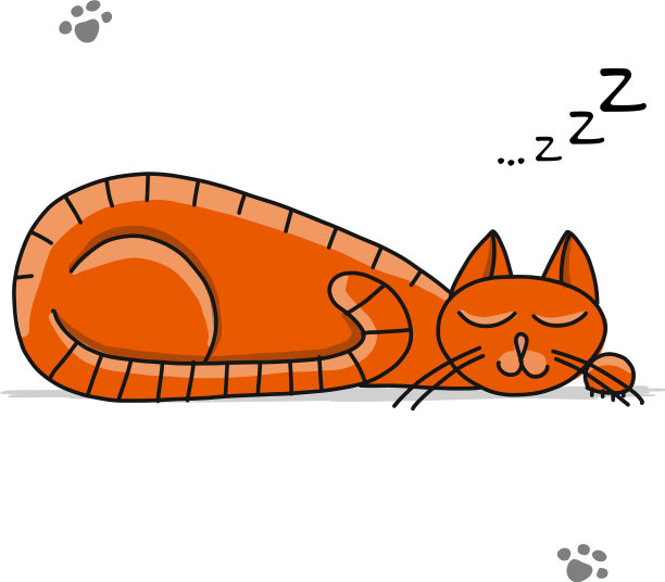 可爱的睡猫素描为您的设计图片下载