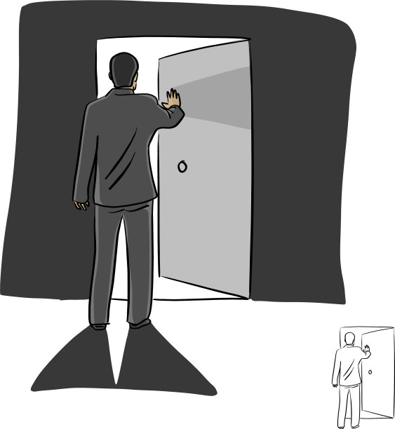 商人打开里面有灯光的门图片下载