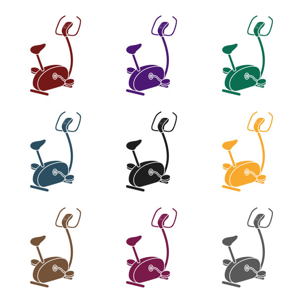 运动自行车图标在黑色风格孤立上图片下载