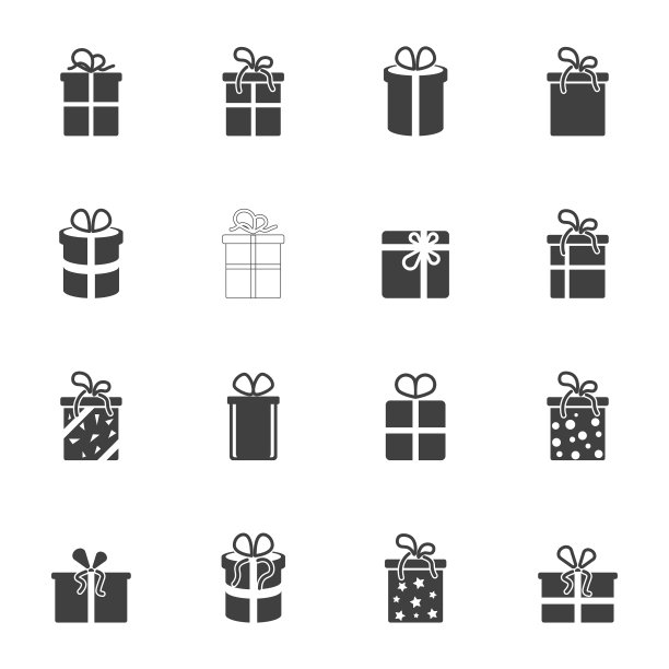 一套透明的图标礼品盒图片下载