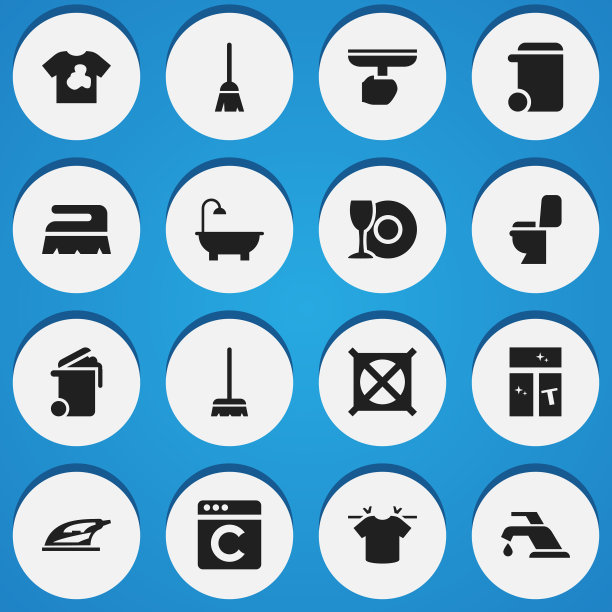 一组16可编辑的清洁图标包括图片下载