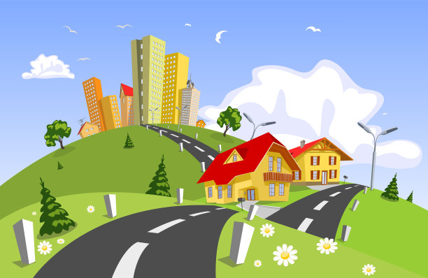 丰富多彩的抽象的城市图片下载