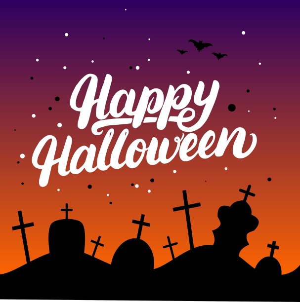 万圣节快乐用手写的字母卡片图片下载