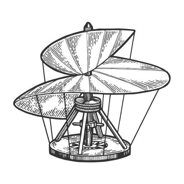 中世纪直升机模型草图雕刻图片下载
