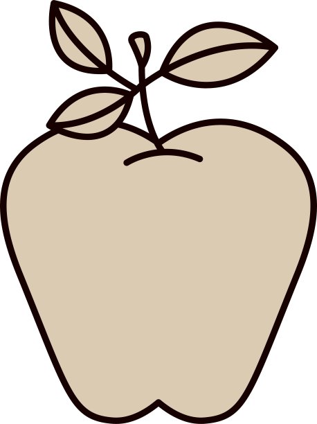 轮廓单色的苹果，茎和叶图片下载