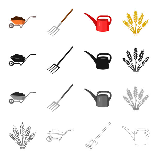 手推车装载农叉塑料图片下载