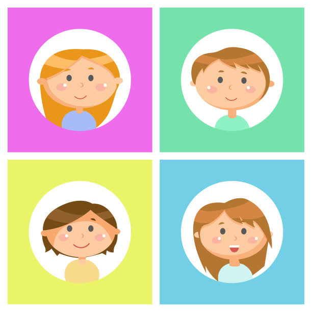 学校的孩子们用了头像，男孩和女孩的肖像图片下载