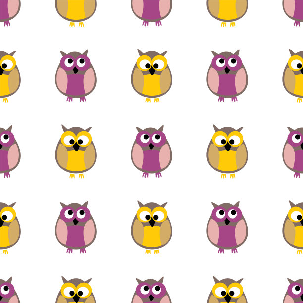 瓷砖图案与猫头鹰在白色的背景图片下载