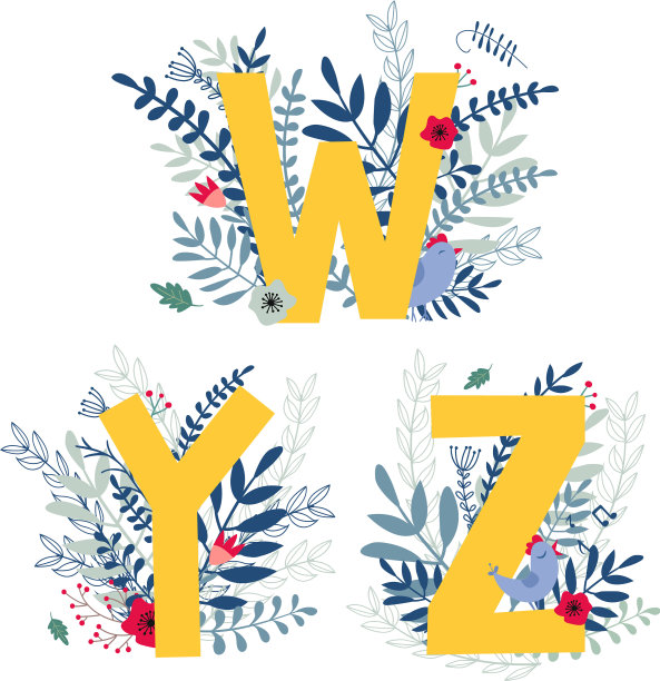 花字母w y z集合图片下载