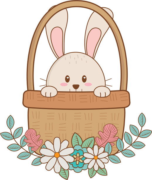 小兔子在花篮里过复活节图片下载